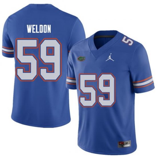 Men's Florida Gators #59 Danny Weldon NCAA Jordan Brand Royal Authentic Stitched College Football Jersey FLW1462CH